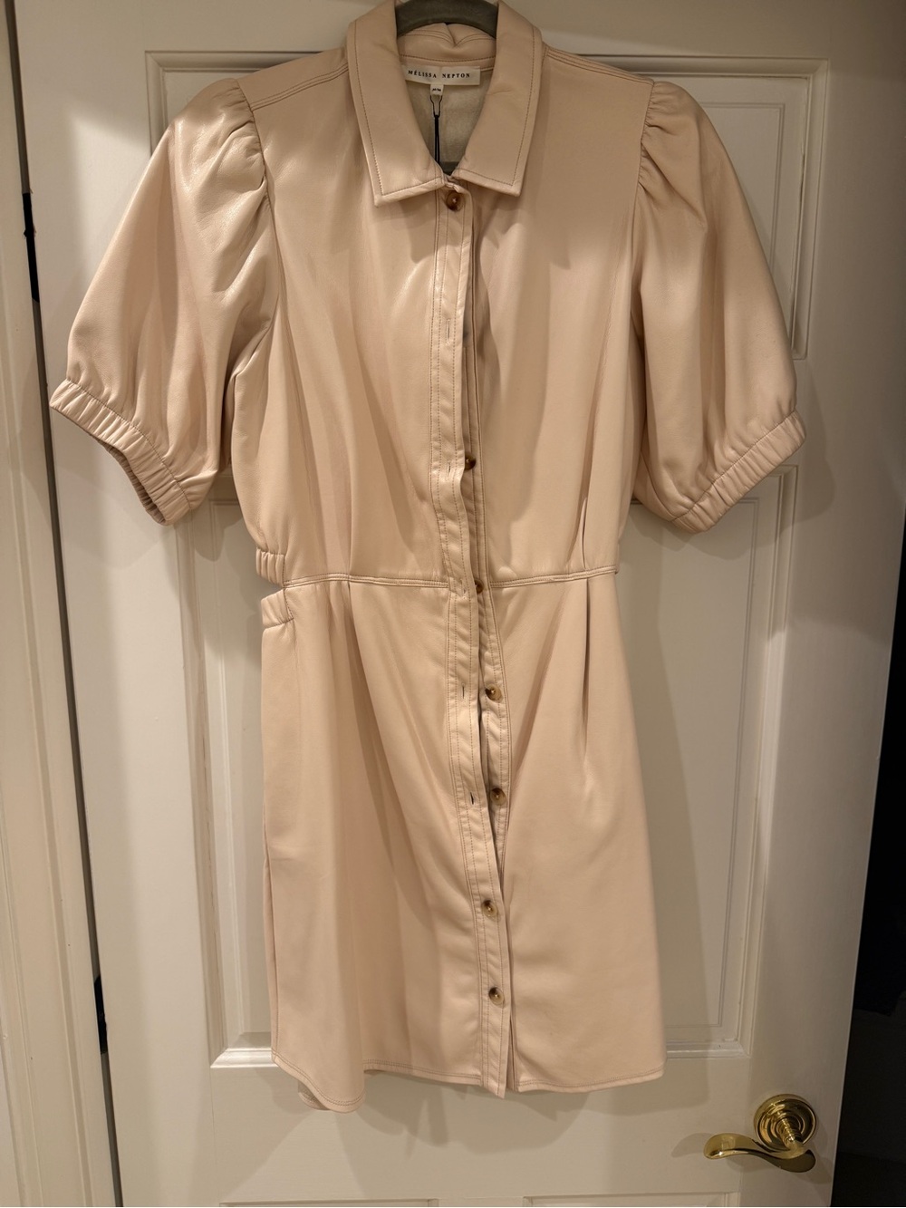 MELISSA NEPTON Cream Button-Front Mini Dress